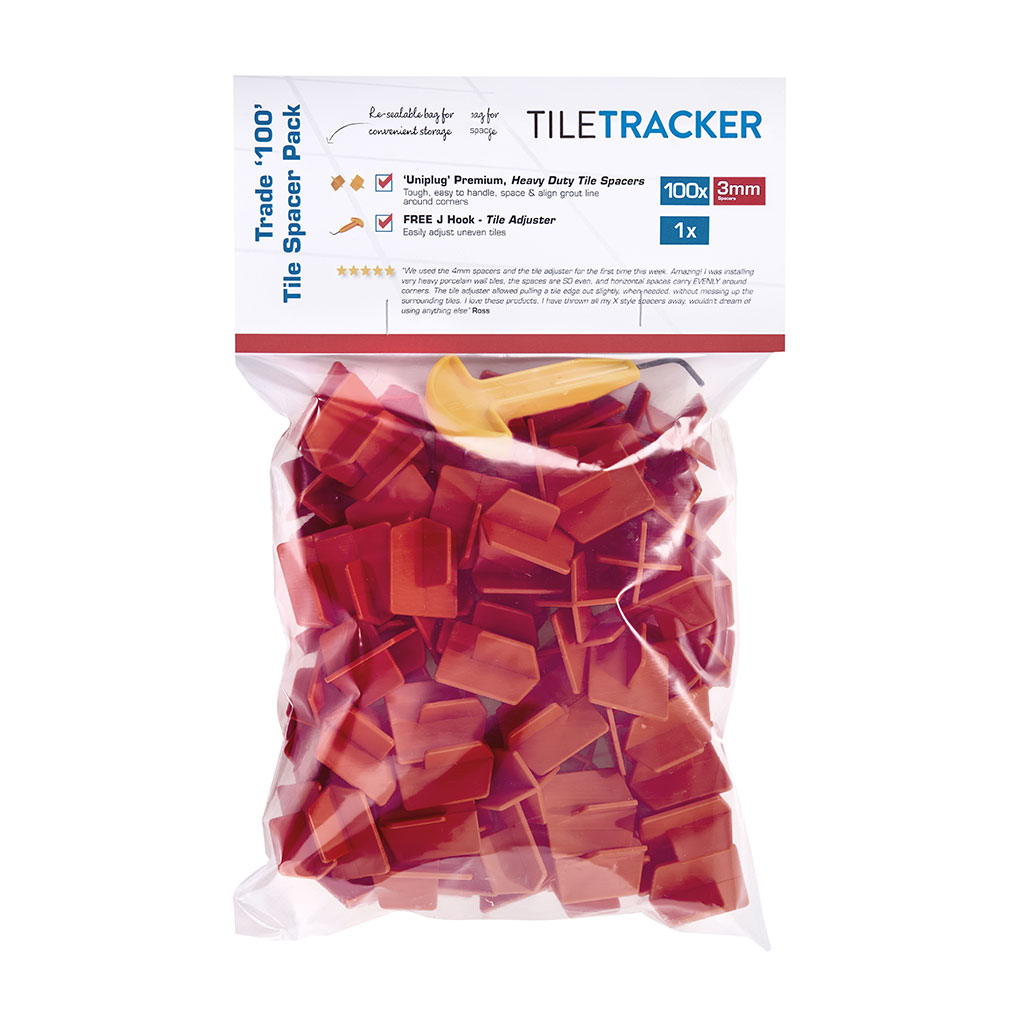 TileTracker UNIPLUG Pro Spacer TM Bag 100 Spacers Red 3mm.